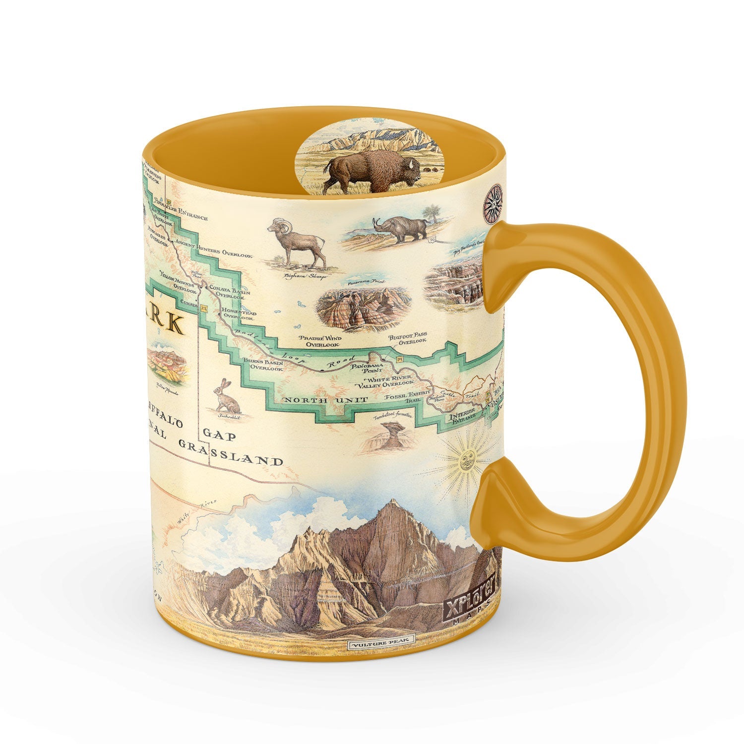 Badlands National Park Map Ceramic Mug