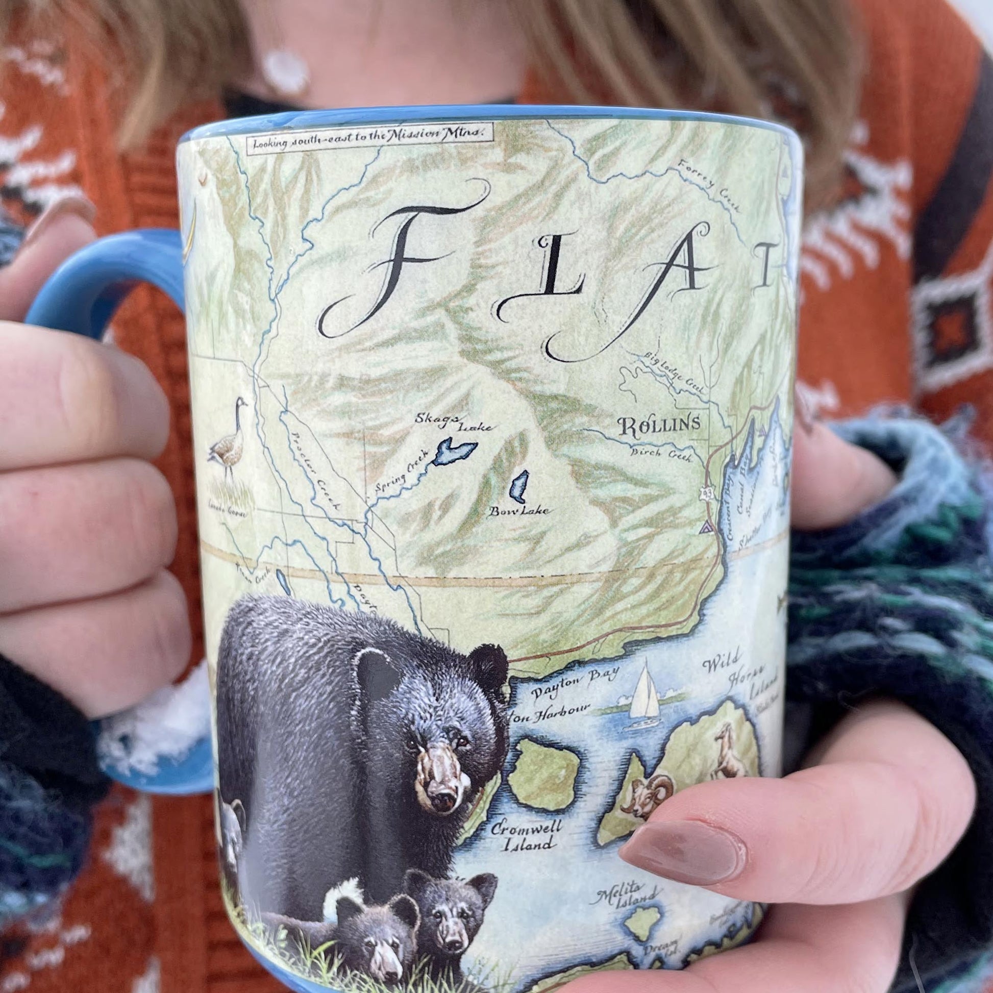 Flathead Lake Map Ceramic Mug