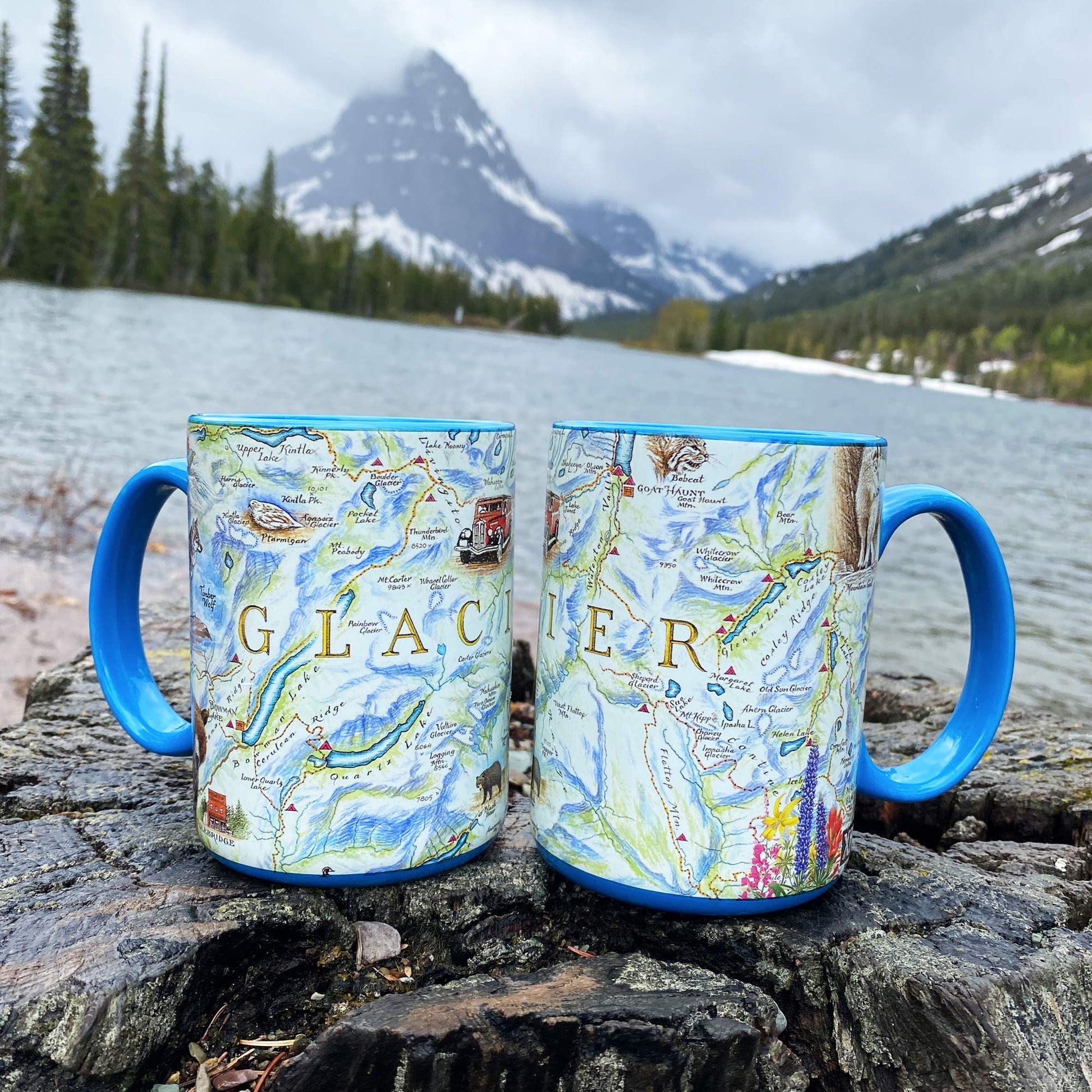 Glacier National Park Map Ceramic Mug